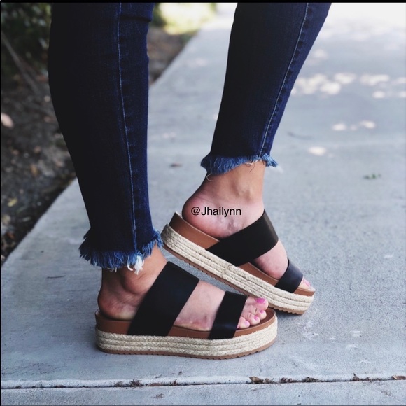 Black Espadrille Slide Sandal - Picture 3 of 9